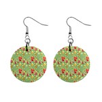 Retro 1880s Flowers Pattern 17 Mini Button Earrings