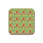 Retro 1880s Flowers Pattern 17 Rubber Coaster (Square)