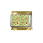 Retro 1880s Flowers Pattern 17 Gold Trim Italian Charm (9mm)