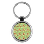 Retro 1880s Flowers Pattern 17 Key Chain (Round)