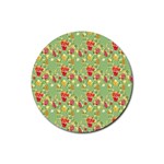 Retro 1880s Flowers Pattern 17 Rubber Coaster (Round)