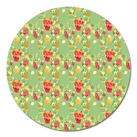 Retro 1880s Flowers Pattern 17 Magnet 5  (Round) from ArtsNow.com Front