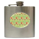 Retro 1880s Flowers Pattern 17 Hip Flask (6 oz)