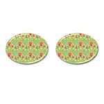 Retro 1880s Flowers Pattern 17 Cufflinks (Oval)