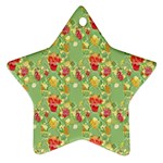 Retro 1880s Flowers Pattern 17 Star Ornament (Two Sides)