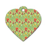 Retro 1880s Flowers Pattern 17 Dog Tag Heart (Two Sides)