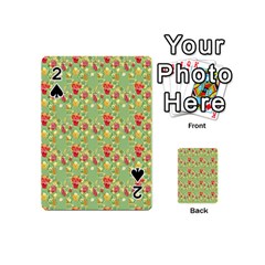 Retro 1880s Flowers Pattern 17 Playing Cards 54 Designs (Mini) from ArtsNow.com Front - Spade2