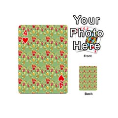 Retro 1880s Flowers Pattern 17 Playing Cards 54 Designs (Mini) from ArtsNow.com Front - Heart4