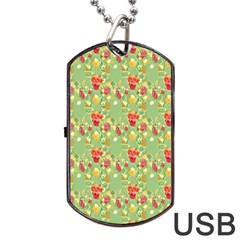 Retro 1880s Flowers Pattern 17 Dog Tag USB Flash (Two Sides) from ArtsNow.com Front