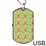 Retro 1880s Flowers Pattern 17 Dog Tag USB Flash (Two Sides)