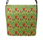 Retro 1880s Flowers Pattern 17 Flap Closure Messenger Bag (L)