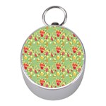 Retro 1880s Flowers Pattern 17 Mini Silver Compasses