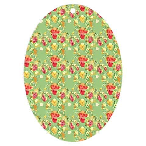 Retro 1880s Flowers Pattern 17 UV Print Acrylic Ornament Oval from ArtsNow.com Front