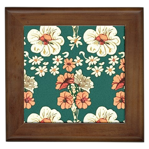 Retro 1880s Flowers Pattern 20 Framed Tile from ArtsNow.com Front