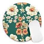 Retro 1880s Flowers Pattern 20 Round Mousepad