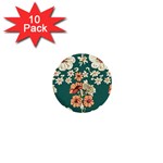 Retro 1880s Flowers Pattern 20 1  Mini Buttons (10 pack) 