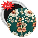 Retro 1880s Flowers Pattern 20 3  Magnets (10 pack) 