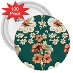 Retro 1880s Flowers Pattern 20 3  Buttons (100 pack) 