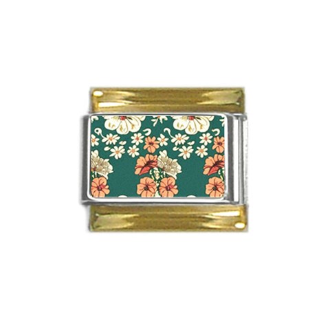 Retro 1880s Flowers Pattern 20 Gold Trim Italian Charm (9mm) from ArtsNow.com Front