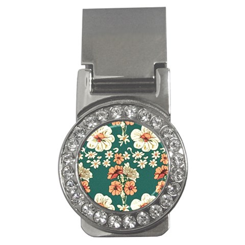 Retro 1880s Flowers Pattern 20 Money Clips (CZ)  from ArtsNow.com Front