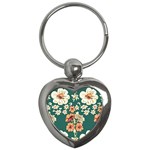 Retro 1880s Flowers Pattern 20 Key Chain (Heart)