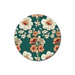 Retro 1880s Flowers Pattern 20 Rubber Round Coaster (4 pack)