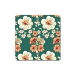 Retro 1880s Flowers Pattern 20 Square Magnet