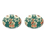 Retro 1880s Flowers Pattern 20 Cufflinks (Oval)