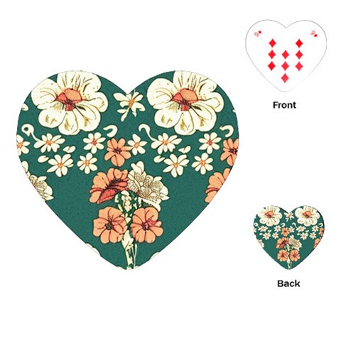 Retro 1880s Flowers Pattern 20 Playing Cards Single Design (Heart) from ArtsNow.com Front