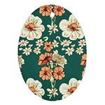 Retro 1880s Flowers Pattern 20 Oval Ornament (Two Sides)