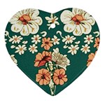 Retro 1880s Flowers Pattern 20 Heart Ornament (Two Sides)