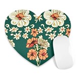 Retro 1880s Flowers Pattern 20 Heart Mousepad