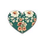 Retro 1880s Flowers Pattern 20 Rubber Coaster (Heart)