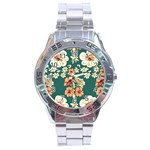 Retro 1880s Flowers Pattern 20 Stainless Steel Analogue Watch