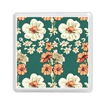 Retro 1880s Flowers Pattern 20 Memory Card Reader (Square)