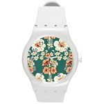 Retro 1880s Flowers Pattern 20 Round Plastic Sport Watch (M)