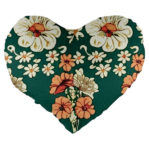 Retro 1880s Flowers Pattern 20 Large 19  Premium Heart Shape Cushions from ArtsNow.com Back