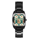 Retro 1880s Flowers Pattern 20 Stainless Steel Barrel Watch