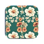 Retro 1880s Flowers Pattern 20 Square Metal Box (Black)