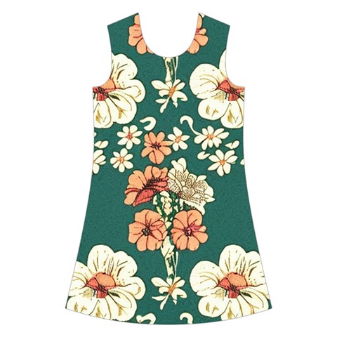 Retro 1880s Flowers Pattern 20 Kids  Short Sleeve Velvet Dress from ArtsNow.com Front