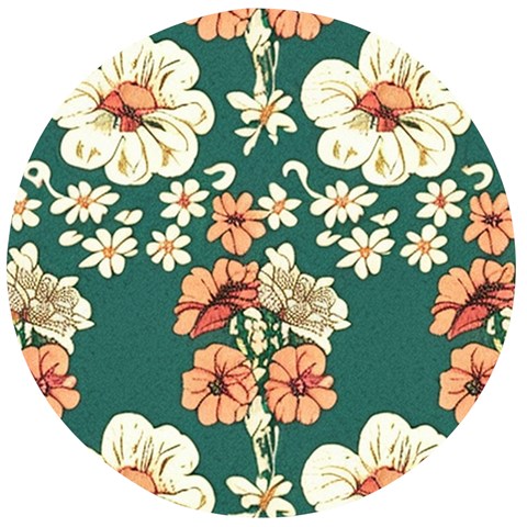 Retro 1880s Flowers Pattern 20 Wooden Bottle Opener (Round) from ArtsNow.com Front