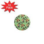 Retro 1880s Flowers Pattern 24 1  Mini Magnet (10 pack) 