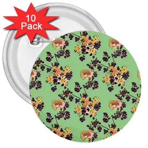 Retro 1880s Flowers Pattern 24 3  Buttons (10 pack)  from ArtsNow.com Front