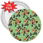 Retro 1880s Flowers Pattern 24 3  Buttons (100 pack) 