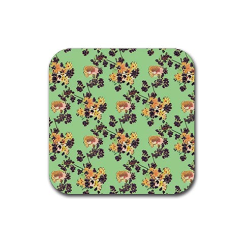 Retro 1880s Flowers Pattern 24 Rubber Coaster (Square) from ArtsNow.com Front