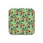 Retro 1880s Flowers Pattern 24 Rubber Square Coaster (4 pack)