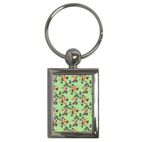 Retro 1880s Flowers Pattern 24 Key Chain (Rectangle) from ArtsNow.com Front