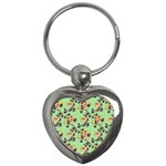 Retro 1880s Flowers Pattern 24 Key Chain (Heart)