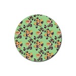 Retro 1880s Flowers Pattern 24 Rubber Coaster (Round)