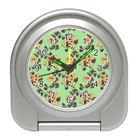 Retro 1880s Flowers Pattern 24 Travel Alarm Clock from ArtsNow.com Front